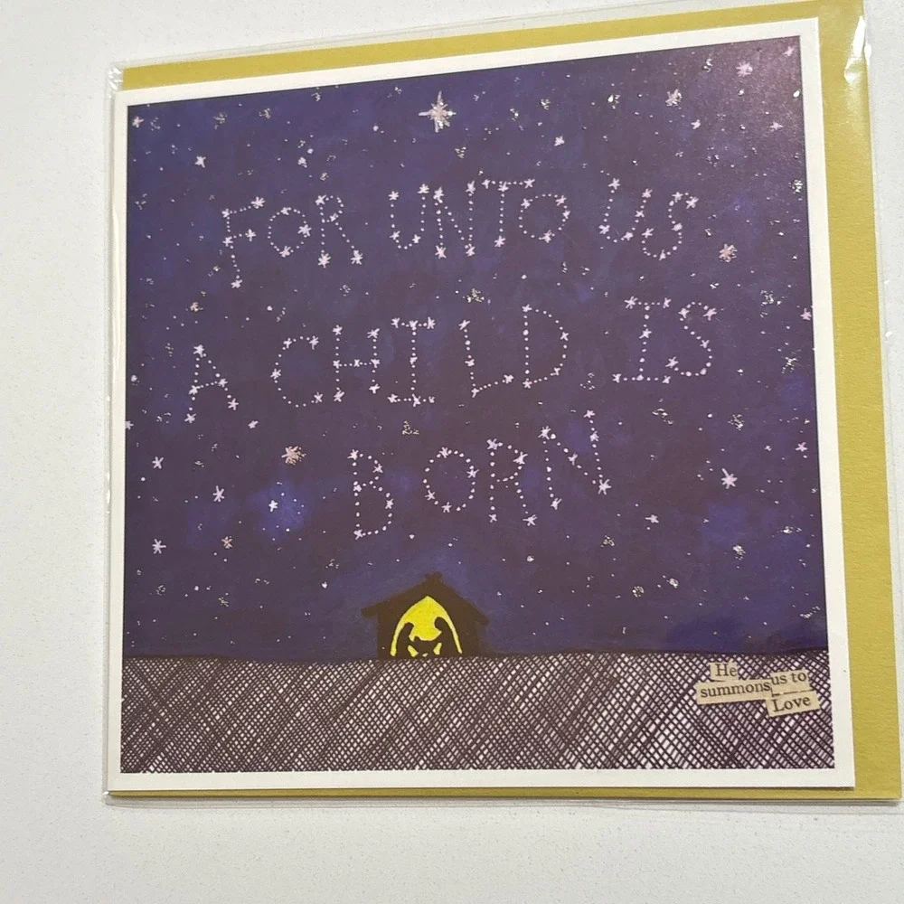 Christmas Holiday Card Set Of 2 Angel Nativity‎ Jesus New Curly Girl Design